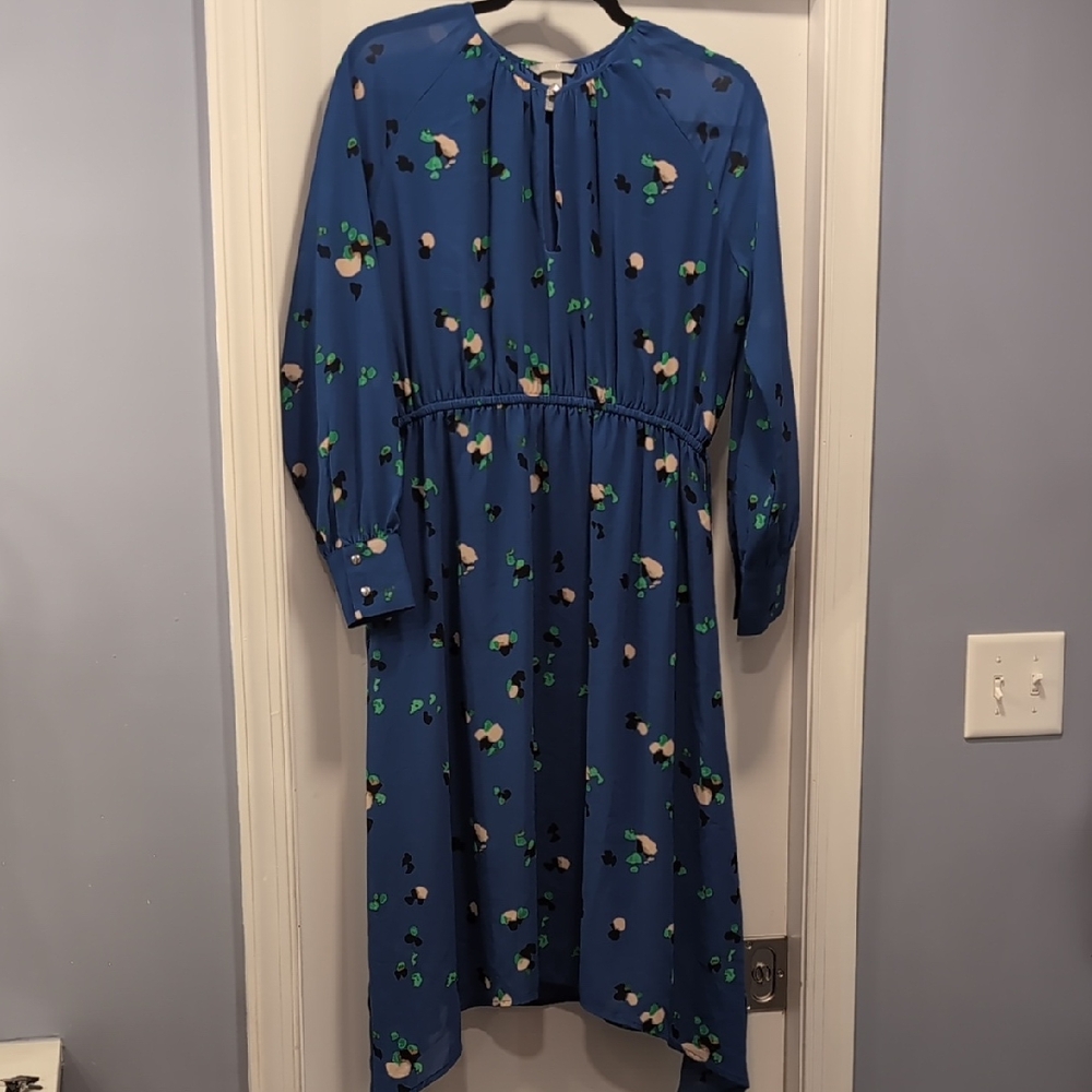 H&M Blue and Green Floral Dress